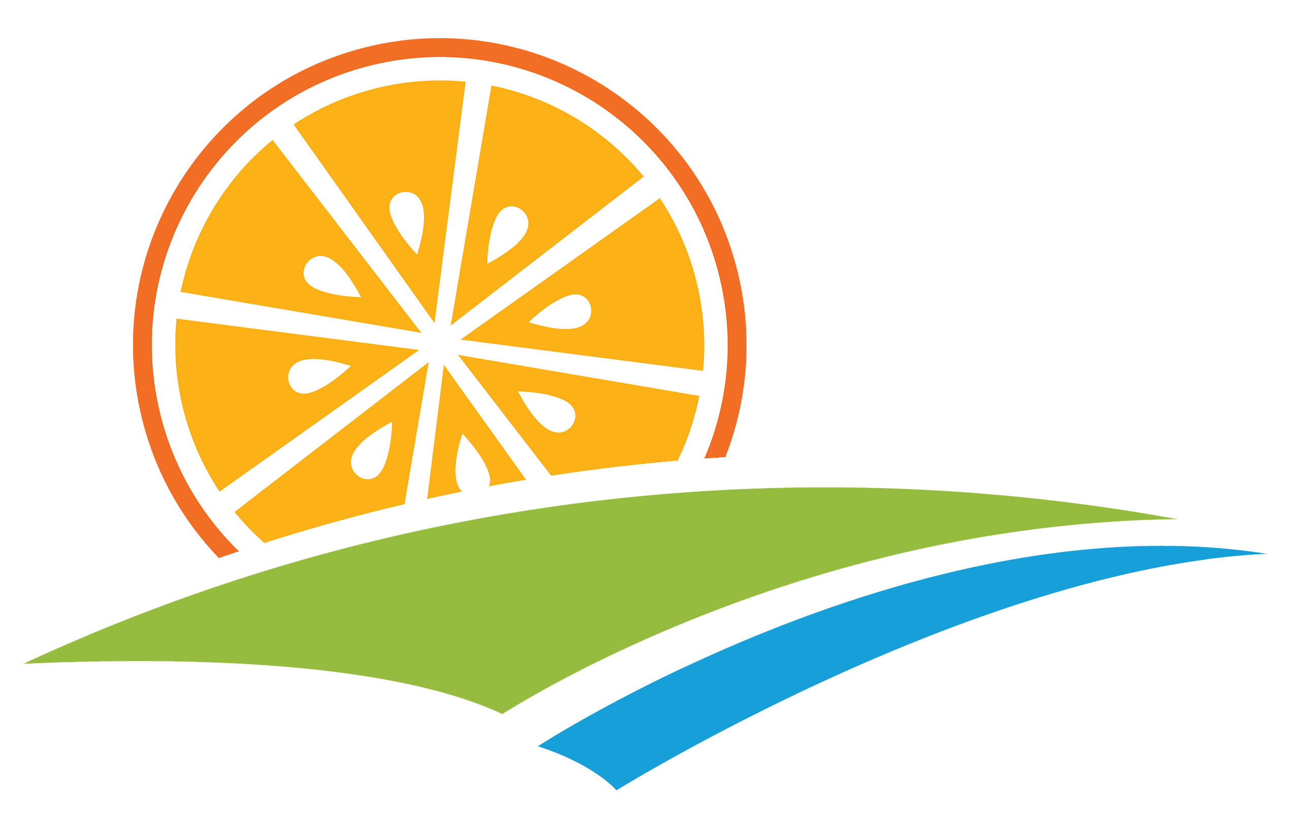 CFAA Logo Favicon Orange Slice over the horizon of a green hill with a river