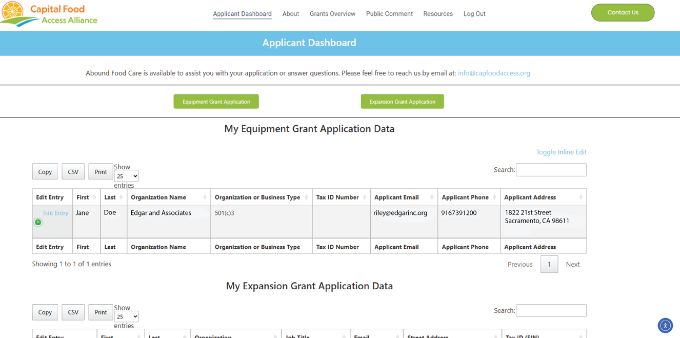 Applicant Dashboard - 1
