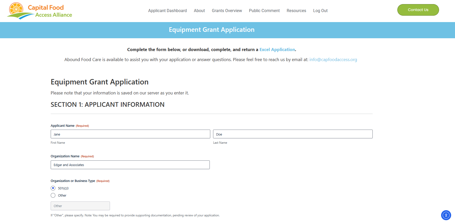 Demo 3 - Grant Application