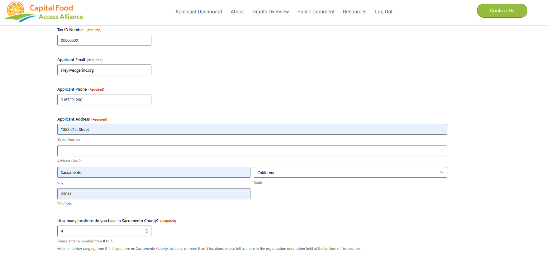 Demo 4 - Grant Application