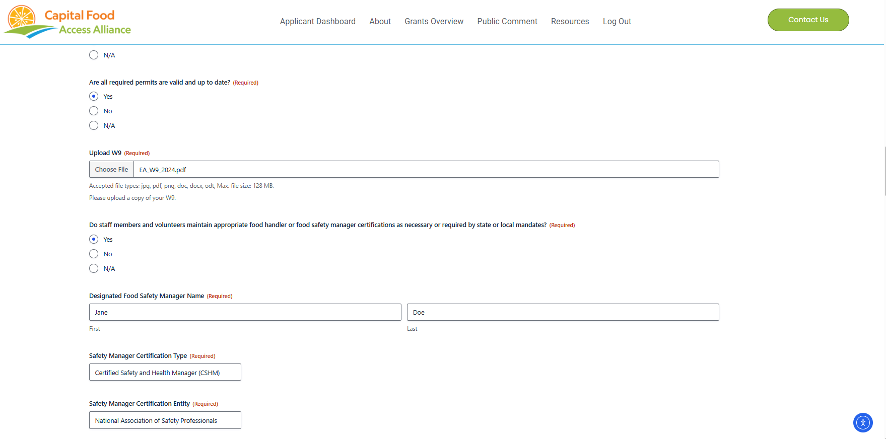 Demo 5 - Grant Application
