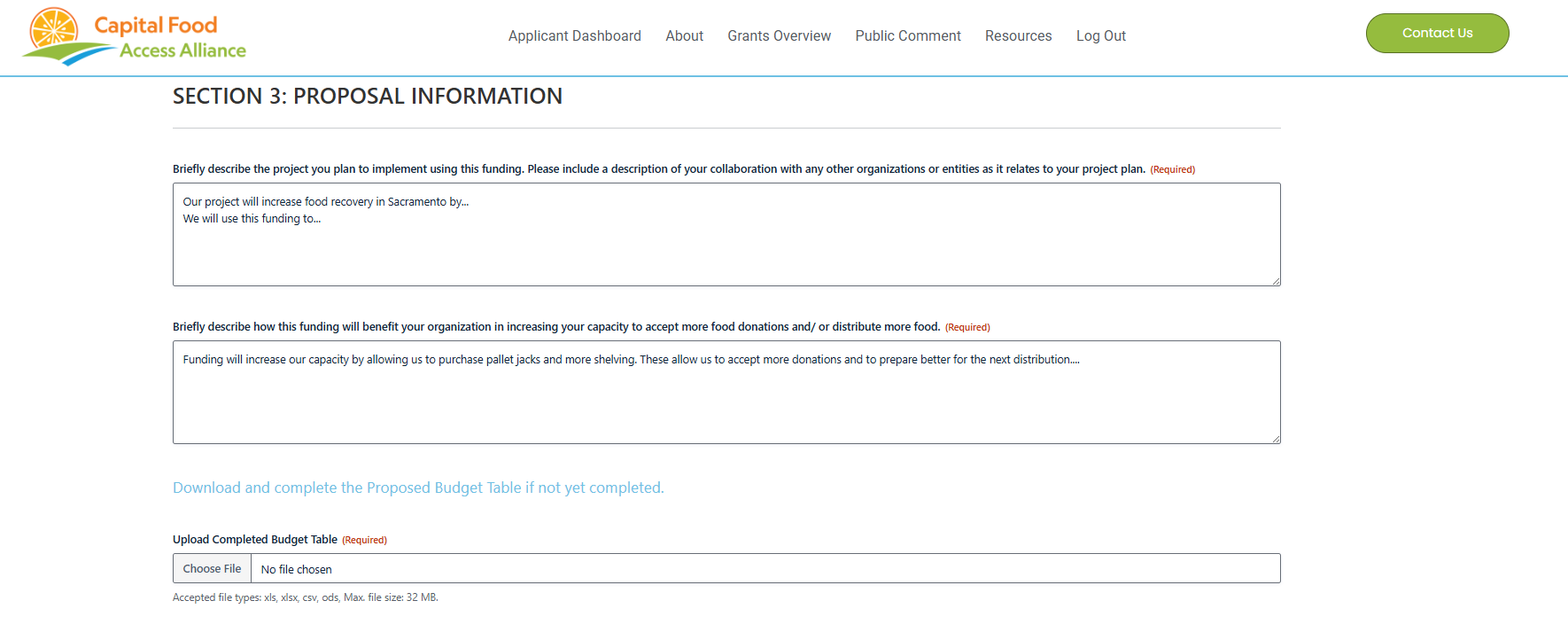 Demo 9 - Grant Application